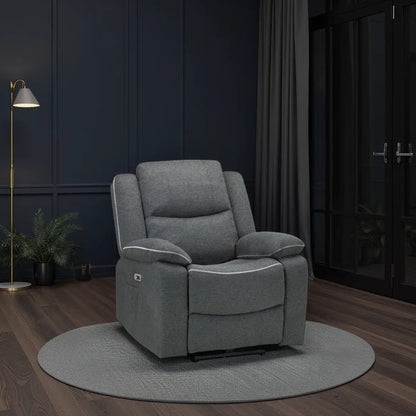 Harald Fabric Electric Recliner Arm Chair In Grey