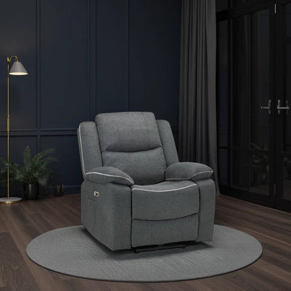 Harald Fabric Electric Recliner Arm Chair In Grey