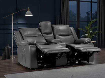 Harald Faux Leather 2 Seater Electric Recliner Sofa In Black