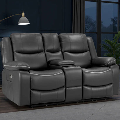 Harald Faux Leather 2 Seater Electric Recliner Sofa In Black