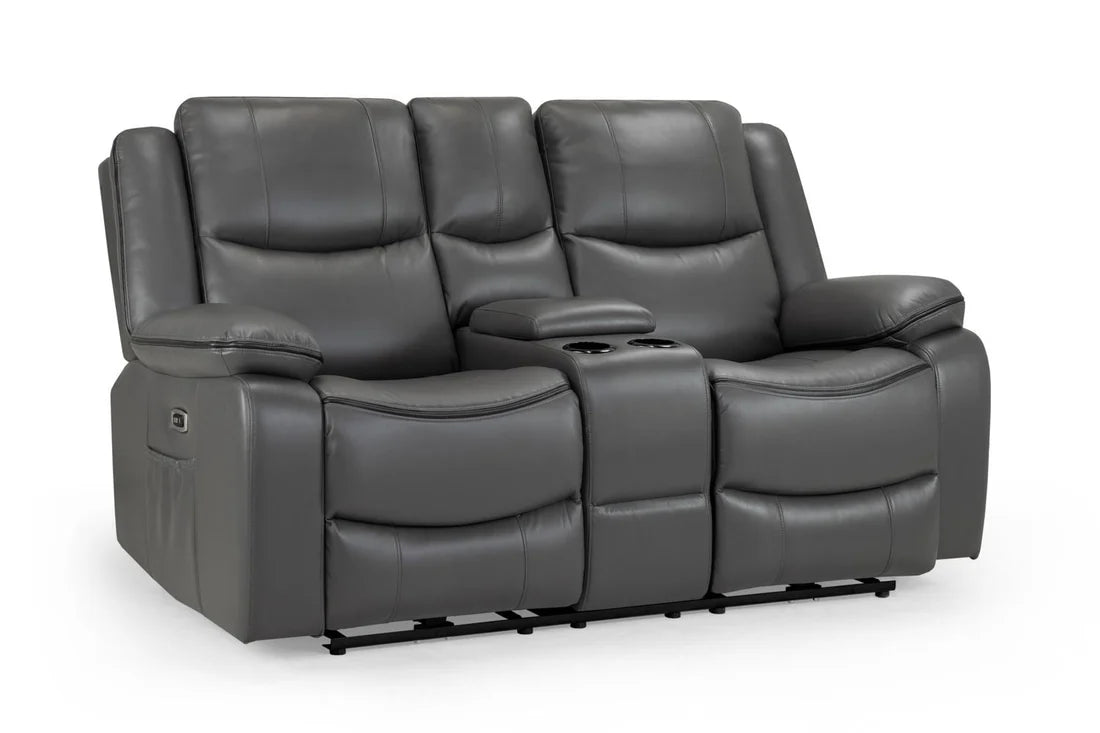 Harald Faux Leather 2 Seater Electric Recliner Sofa In Grey - Furniture One Shop