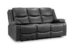 Harald Faux Leather 3 Seater Electric Recliner Sofa In Black