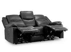 Harald Faux Leather 3 Seater Electric Recliner Sofa In Black