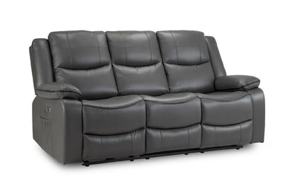 Harald Faux Leather 3 Seater Electric Recliner Sofa In Grey - Furniture One Shop
