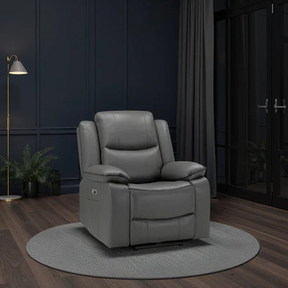 Harald Faux Leather Electric Recliner Arm Chair In Grey
