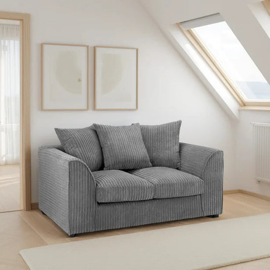 Harley Jumbo Cord 2 Seater Sofa In Grey Fabric