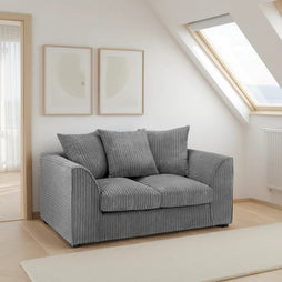 Harley Jumbo Cord 2 Seater Sofa In Grey Fabric