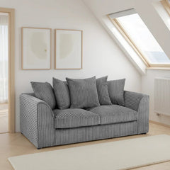 Harley Jumbo Cord 3 Seater Sofa In Grey Fabric
