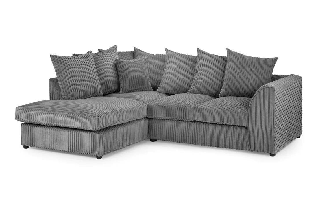 Harley Jumbo Cord Left Hand Corner Sofa In Grey