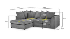 Harley Jumbo Cord Left Hand Corner Sofa In Grey