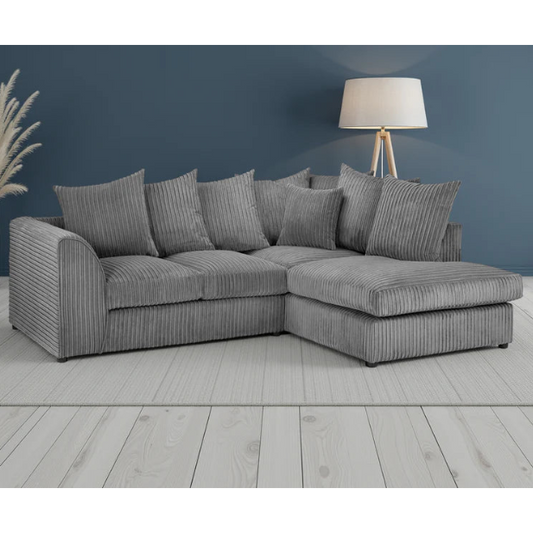 Harley Jumbo Cord Right Hand Corner Sofa In Grey