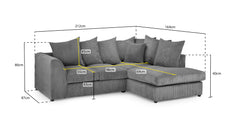 Harley Jumbo Cord Right Hand Corner Sofa In Grey