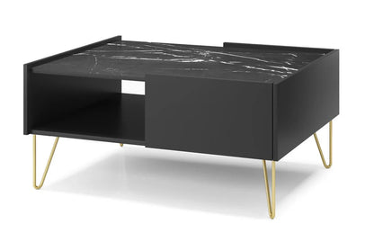 Harmony Wooden Coffee Table 97cm in Black and Black Marble