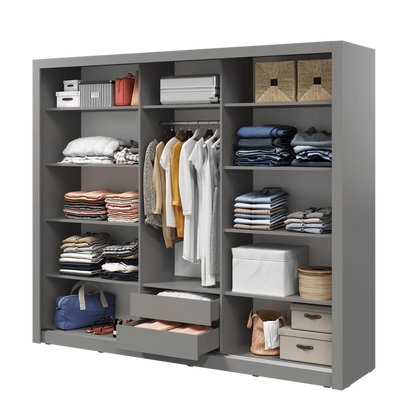 Havana ID-11 Wooden Wardrobe With 3 Sliding Doors In Grey Matt