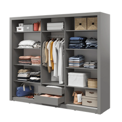 Havana ID-11 Wooden Wardrobe With 3 Sliding Doors In Grey Matt