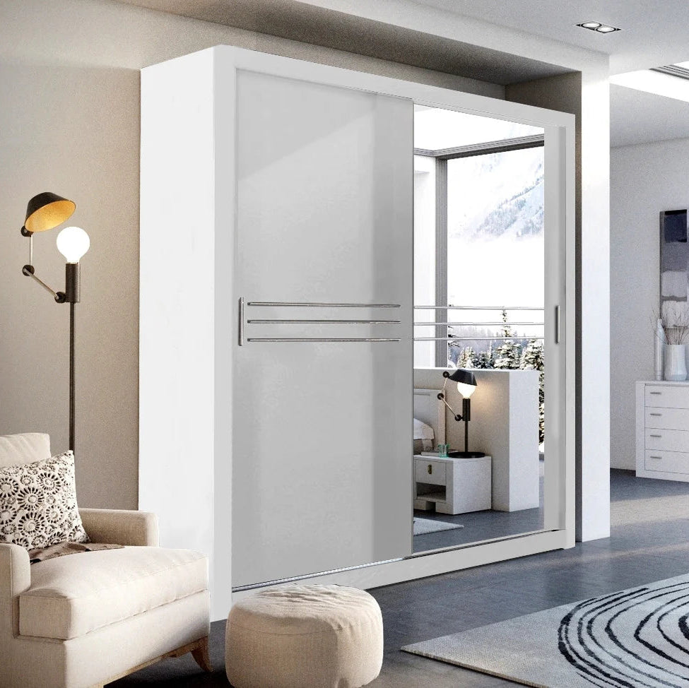 Havana ID-12 Wooden Wardrobe With 2 Sliding Doors In Whit Matt