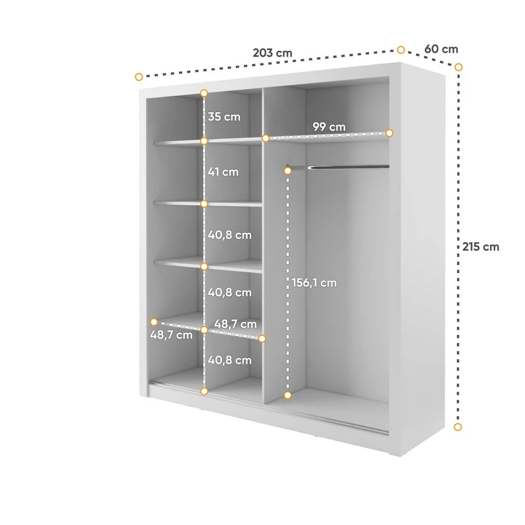 Havana ID-12 Wooden Wardrobe With 2 Sliding Doors In Whit Matt