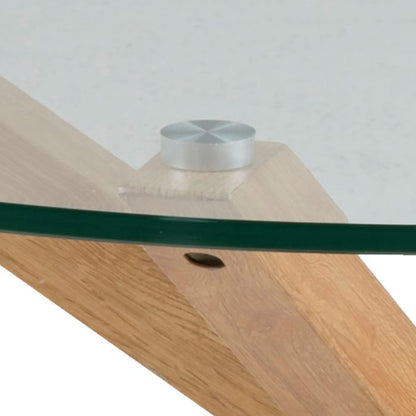 Heaven Round Coffee Table with Smoked Glass Top and Oak Legs - UK