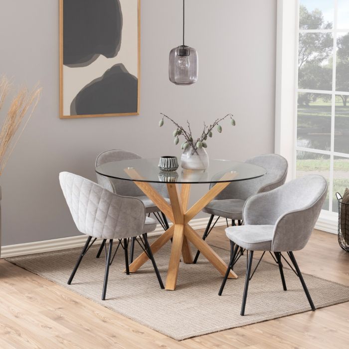 Heaven Round Dining Table with Glass Top 119cm - UK