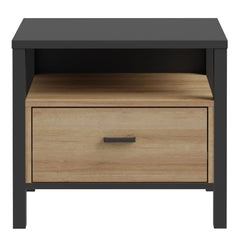 High Rock Bedside in Matt Black/Riviera Oak - Furniture One Shop