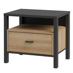 High Rock Bedside in Matt Black/Riviera Oak - Furniture One Shop
