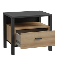 High Rock Bedside in Matt Black/Riviera Oak - Furniture One Shop