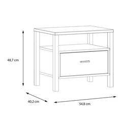High Rock Bedside in Matt Black/Riviera Oak - Furniture One Shop
