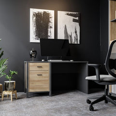 High Rock Desk in Matt Black/Riviera Oak - Furniture One Shop