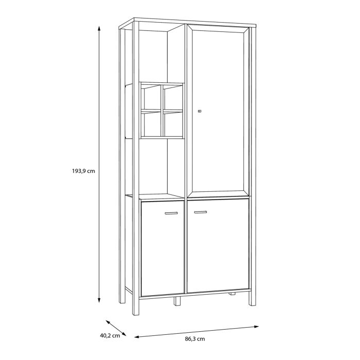 High Rock Display Cabinet in Matt Black/Riviera Oak