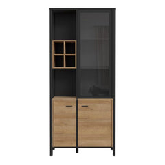 High Rock Display Cabinet in Matt Black/Riviera Oak - Furniture One Shop