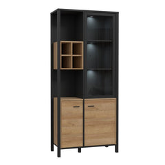 High Rock Display Cabinet in Matt Black/Riviera Oak - Furniture One Shop