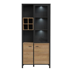 High Rock Display Cabinet in Matt Black/Riviera Oak - Furniture One Shop