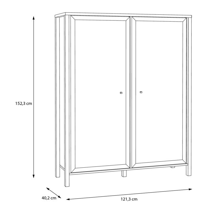 High Rock Extra Wide Display Cabinet in Matt Black/Riviera Oak