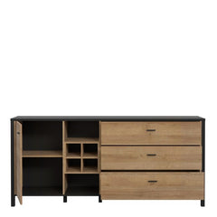 High Rock (Large) Sideboard in Matt Black/Riviera Oak - Furniture One Shop