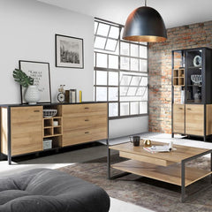 High Rock (Large) Sideboard in Matt Black/Riviera Oak - Furniture One Shop