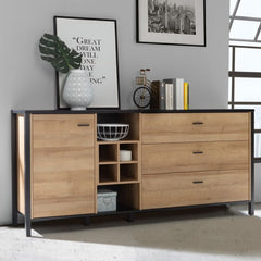High Rock (Large) Sideboard in Matt Black/Riviera Oak - Furniture One Shop