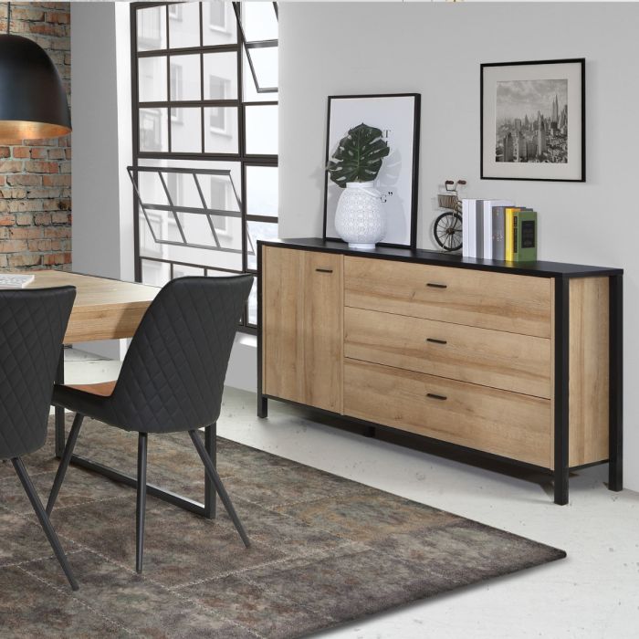 High Rock Sideboard in Matt Black/Riviera Oak