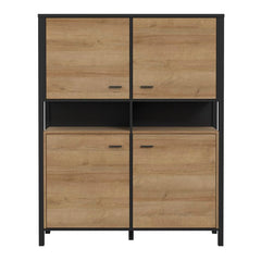 High Rock Storage Cabinet in Matt Black/Riviera Oak - Furniture One Shop
