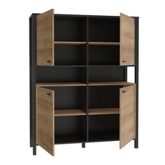 High Rock Storage Cabinet in Matt Black/Riviera Oak - Furniture One Shop