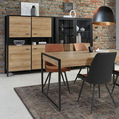 High Rock Storage Cabinet in Matt Black/Riviera Oak - Furniture One Shop