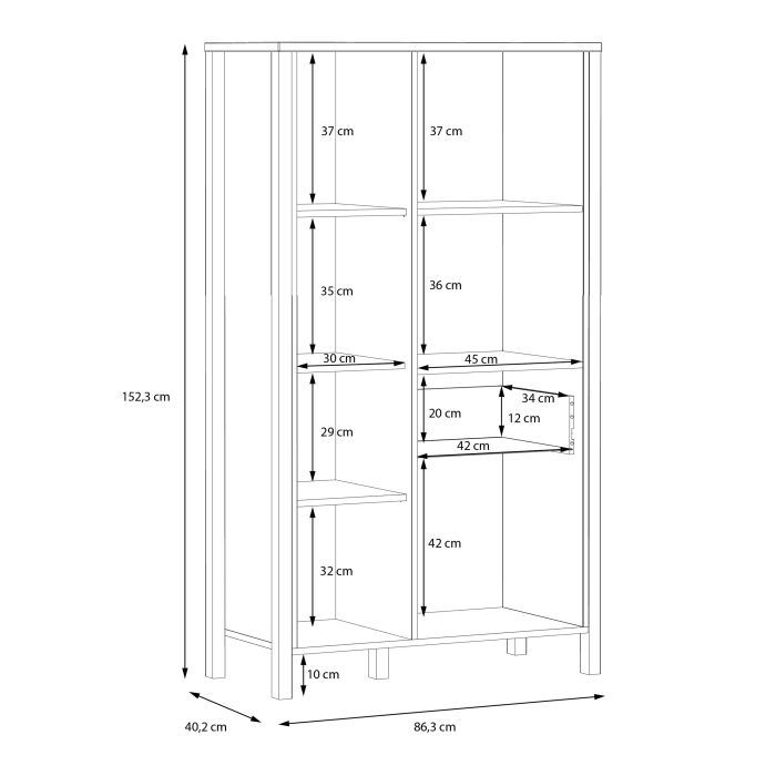 High Rock Wide Shelf Unit in Matt Black/Riviera Oak