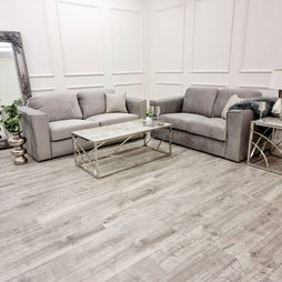 Hudson 3 & 2 Seater Sofa with fixed back cushion in Steel - Furniture One Shop