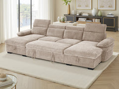 Hudson Beige U-Shape Corner Sofa Bed with Storage - Furniture One Shop