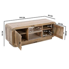 Hudson Carved Mango Wood 2 Doors TV Stand - Furniture One Shop