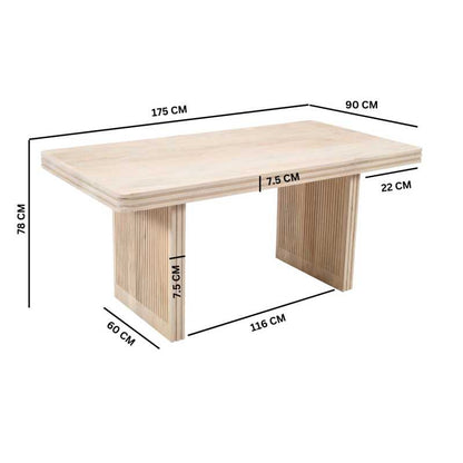 Hudson Carved Mango Wood Dining Table 6 Seater