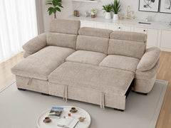Hudson Universal Corner Sofa Bed In Beige Fabric - Furniture One Shop