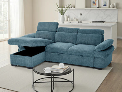 Hudson Universal Corner Sofa Bed In Blue Fabric - Furniture One Shop