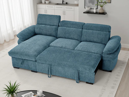 Hudson Universal Corner Sofa Bed In Blue Fabric - Furniture One Shop