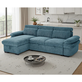 Hudson Universal Corner Sofa Bed In Blue Fabric