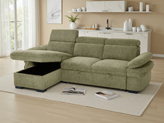 Hudson Universal Corner Sofa Bed In Green Fabric - Furniture One Shop